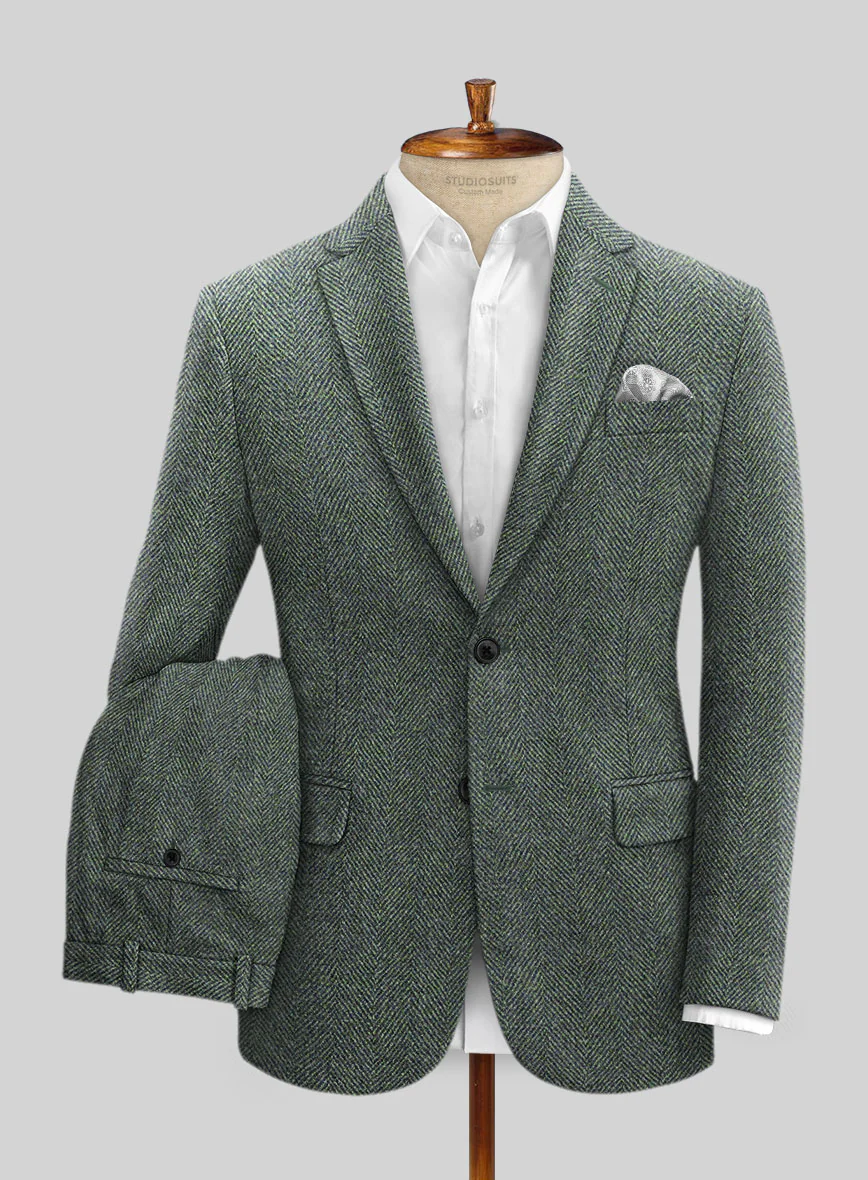 Harris Tweed Wide Herringbone Green Suit - Image 2