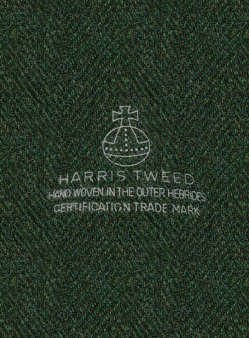 Harris Tweed Wide Herringbone Royal Green Pants - Image 3