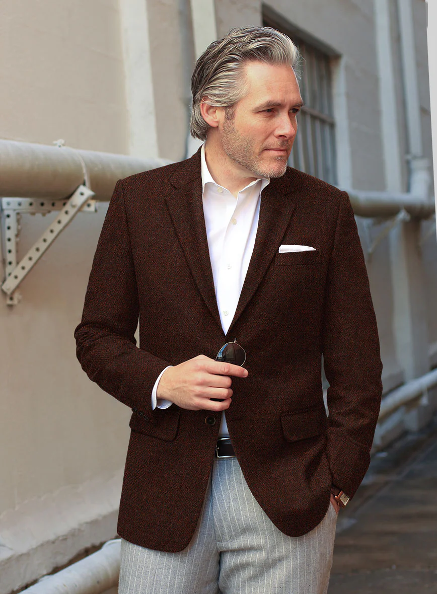 Harris Tweed Wide Herringbone Rust Suit - Image 3