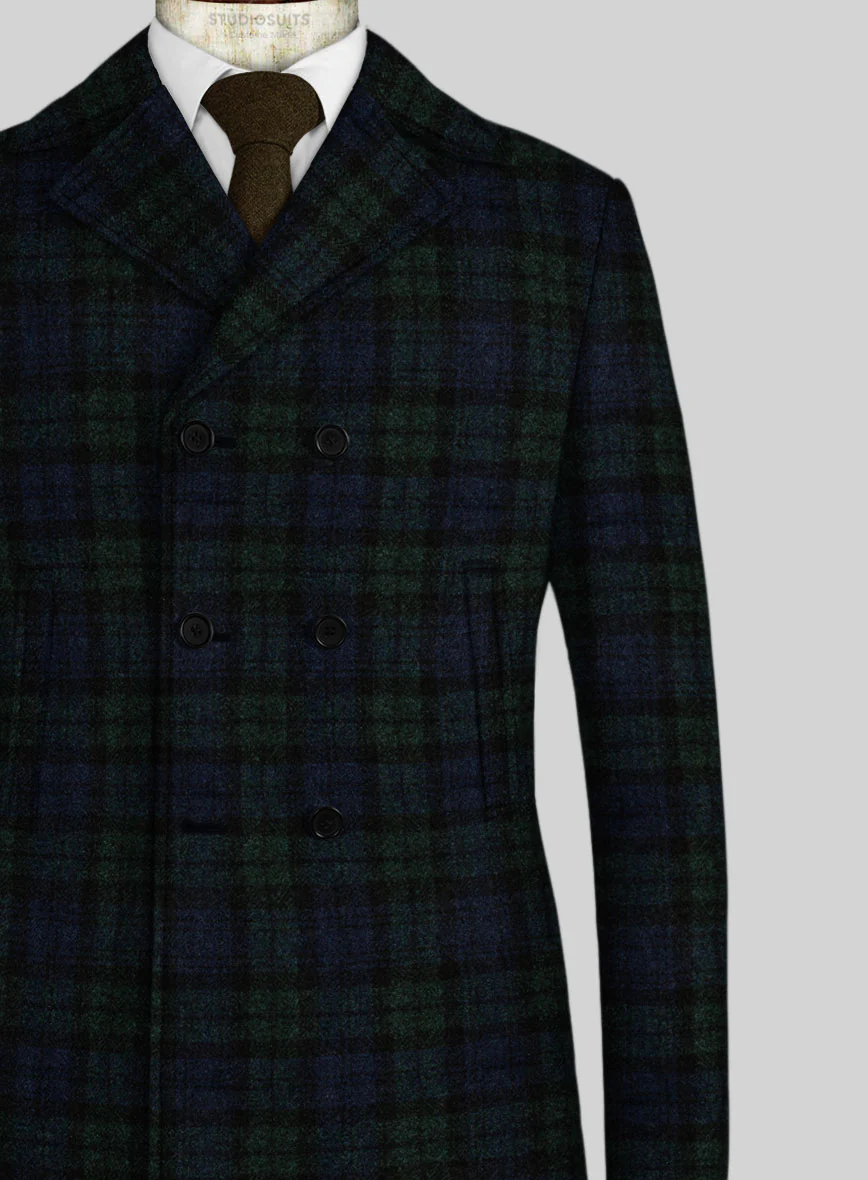 Harris Tweed Yale Tartan Pea Coat - Image 2