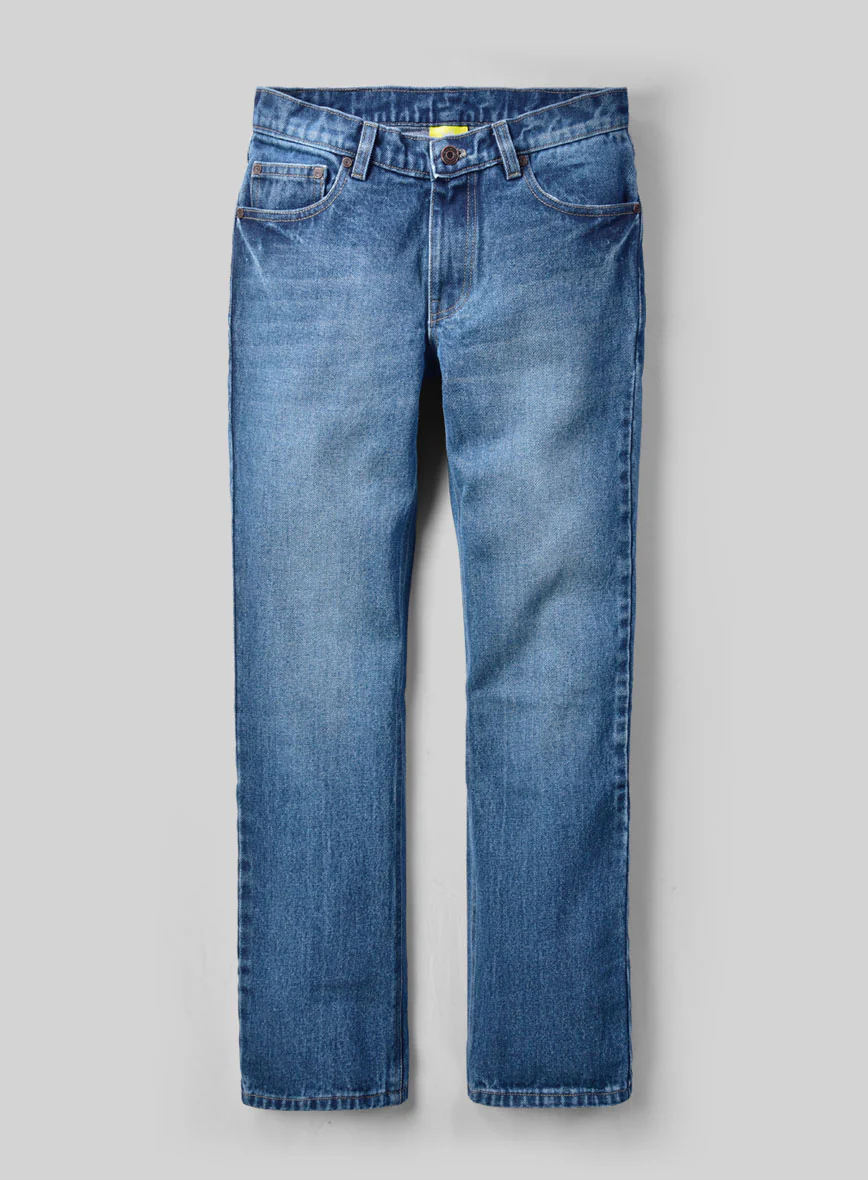 14oz Heavy Blue Stone Wash Whisker Jeans - Image 2