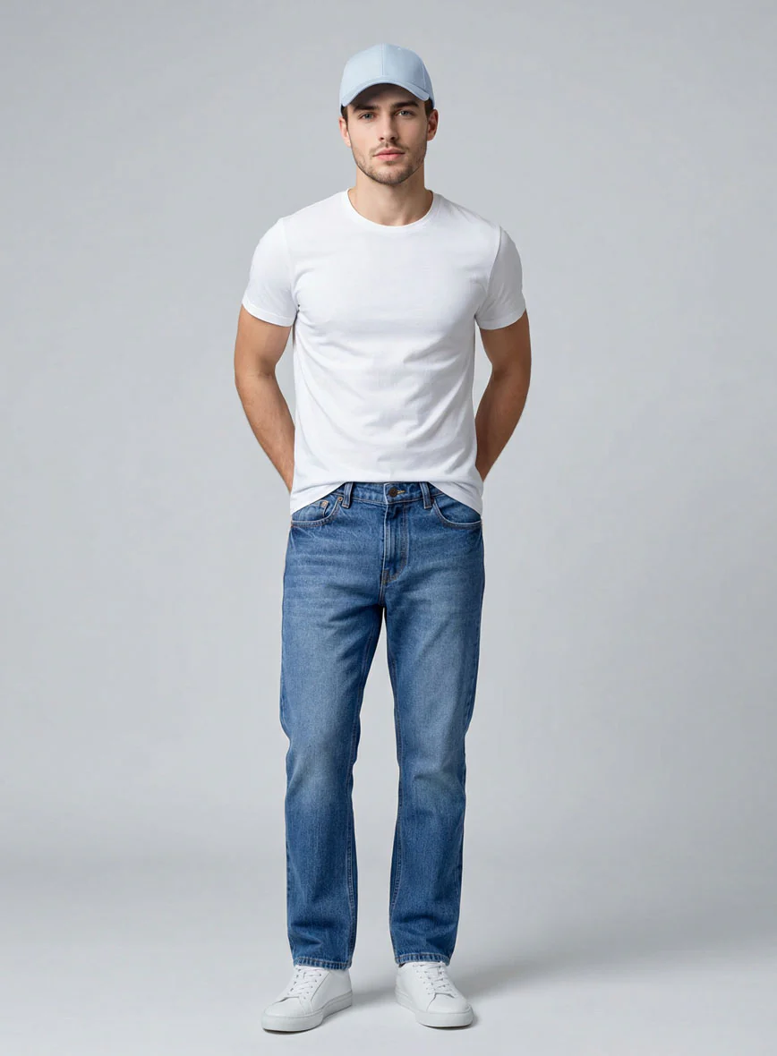 14oz Heavy Blue Stone Wash Whisker Jeans - Image 6