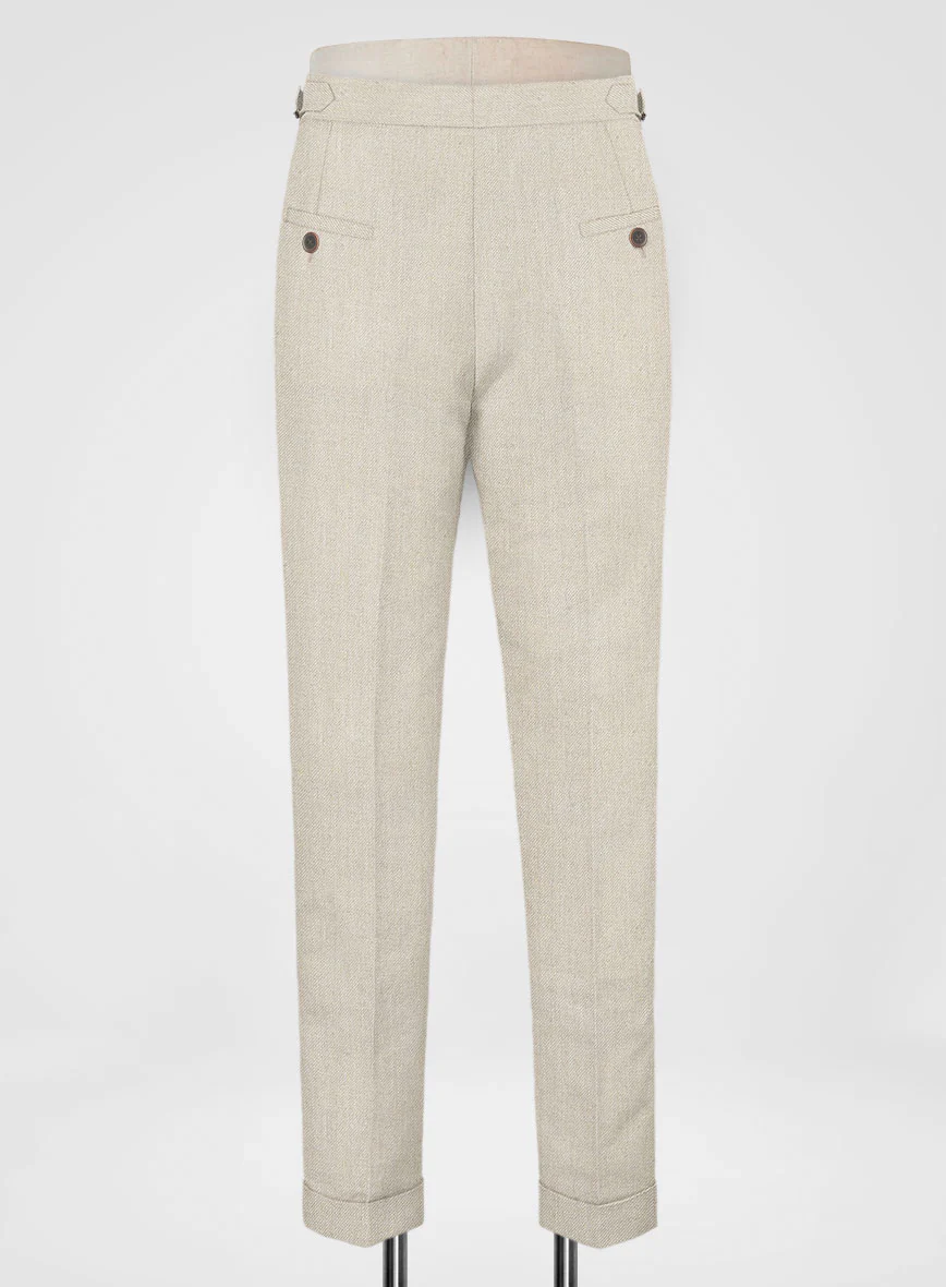 Heavy Linen Beige Highland Trousers - Image 3