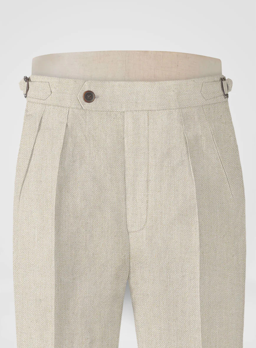 Heavy Linen Beige Highland Trousers - Image 4