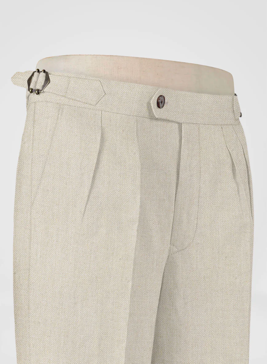 Heavy Linen Beige Highland Trousers - Image 5