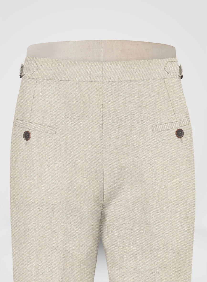 Heavy Linen Beige Highland Trousers - Image 6