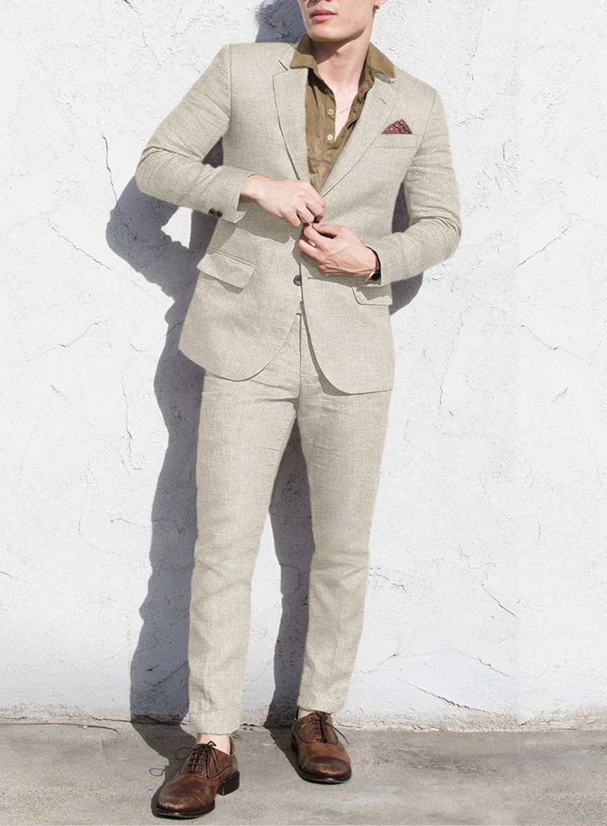 Heavy Linen Beige Suit - Image 2