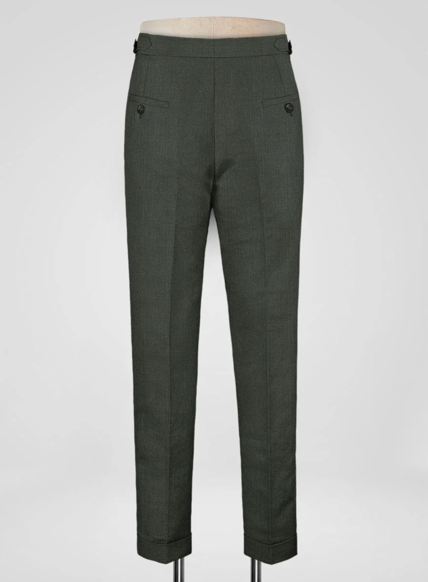 Heavy Linen Green Highland Trousers - Image 3