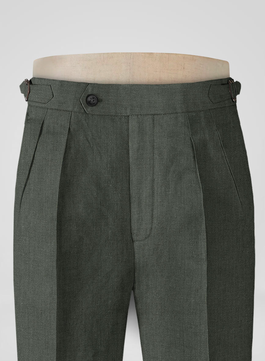 Heavy Linen Green Highland Trousers - Image 4