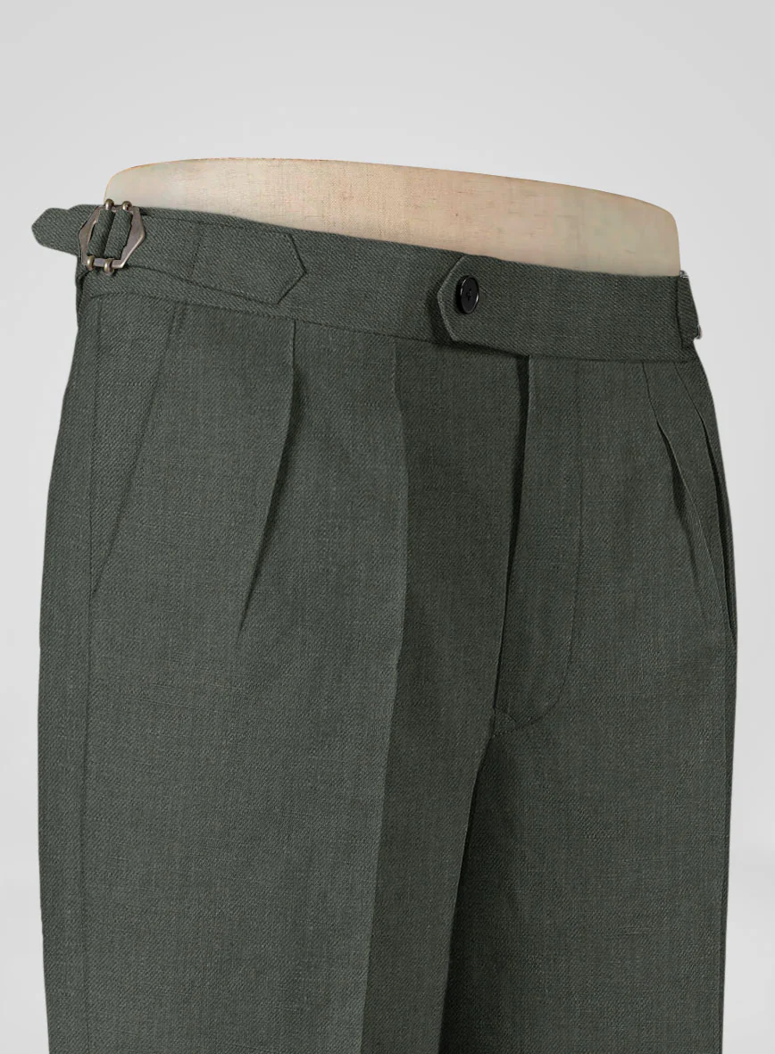 Heavy Linen Green Highland Trousers - Image 5