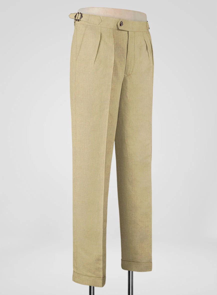 Heavy Linen Khaki Highland Trousers - Image 2