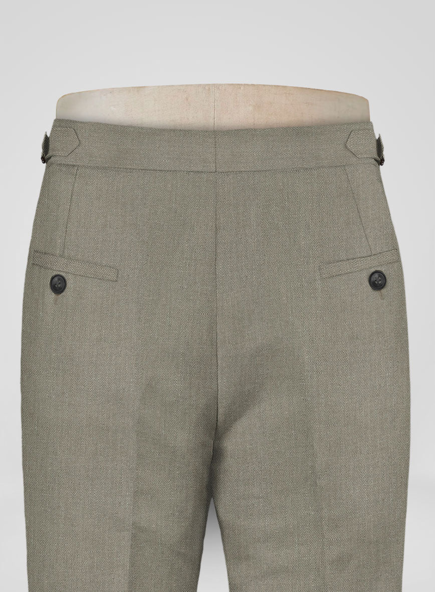 Heavy Linen Sage Green Highland Trousers - Image 5
