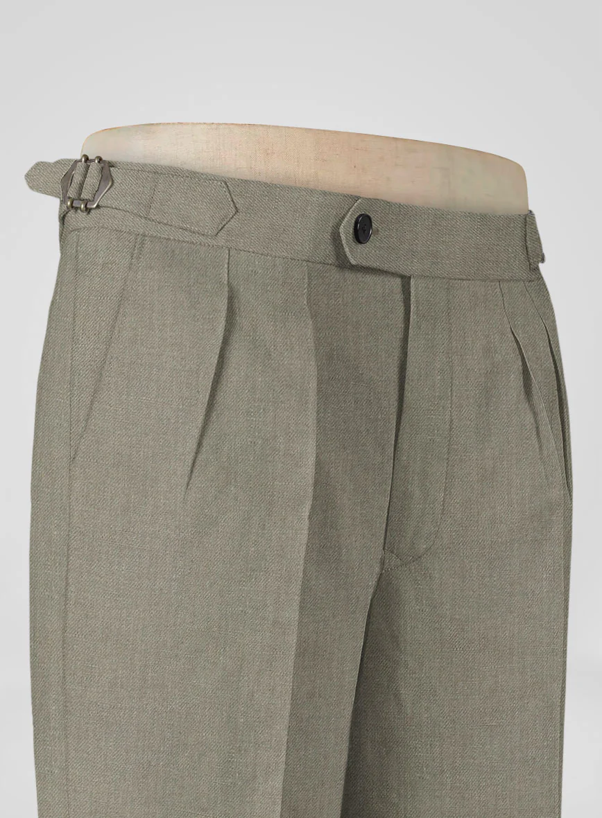 Heavy Linen Sage Green Highland Trousers - Image 6