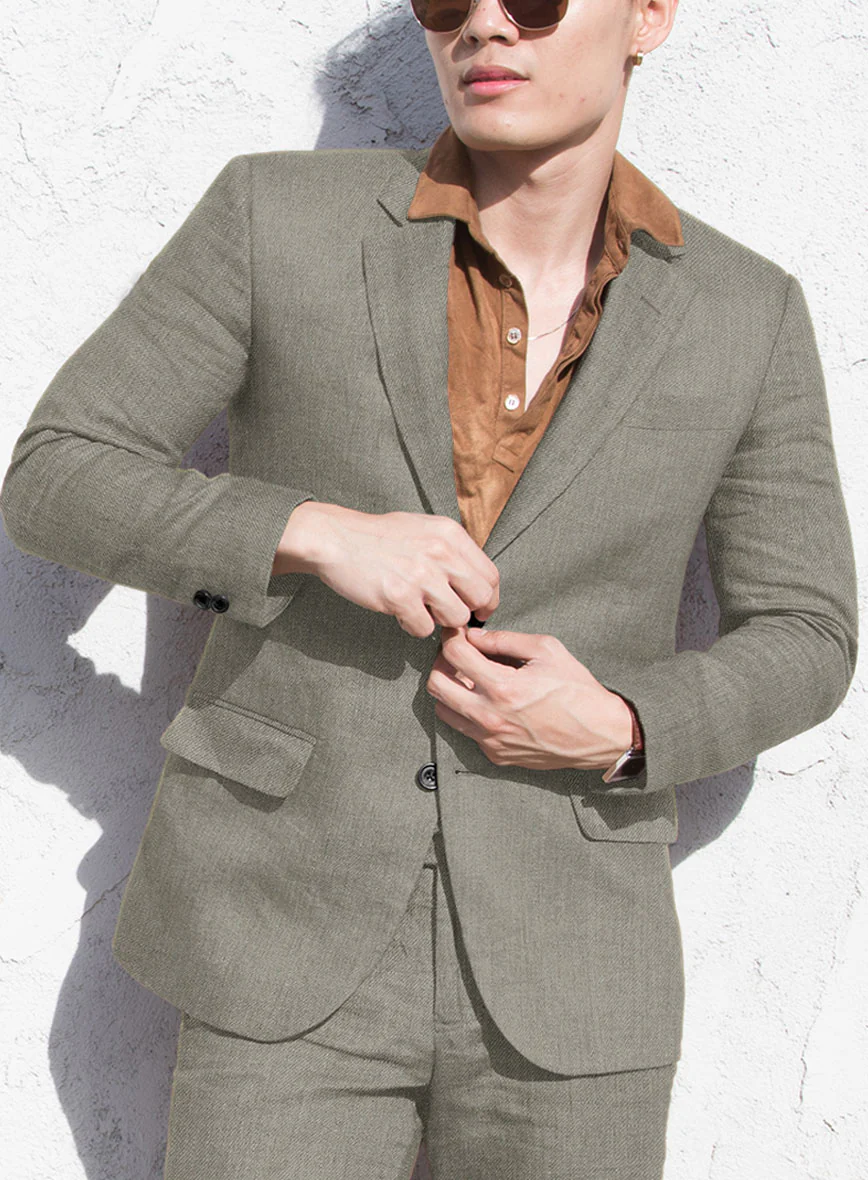 Heavy Linen Sage Green Jacket - Image 2