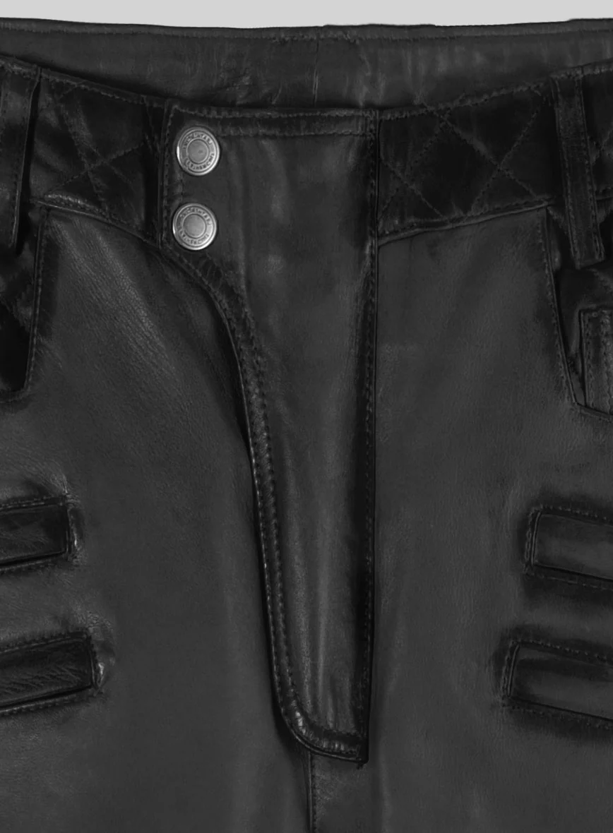 Hector Burnt Charcoal Leather Pants - Image 3