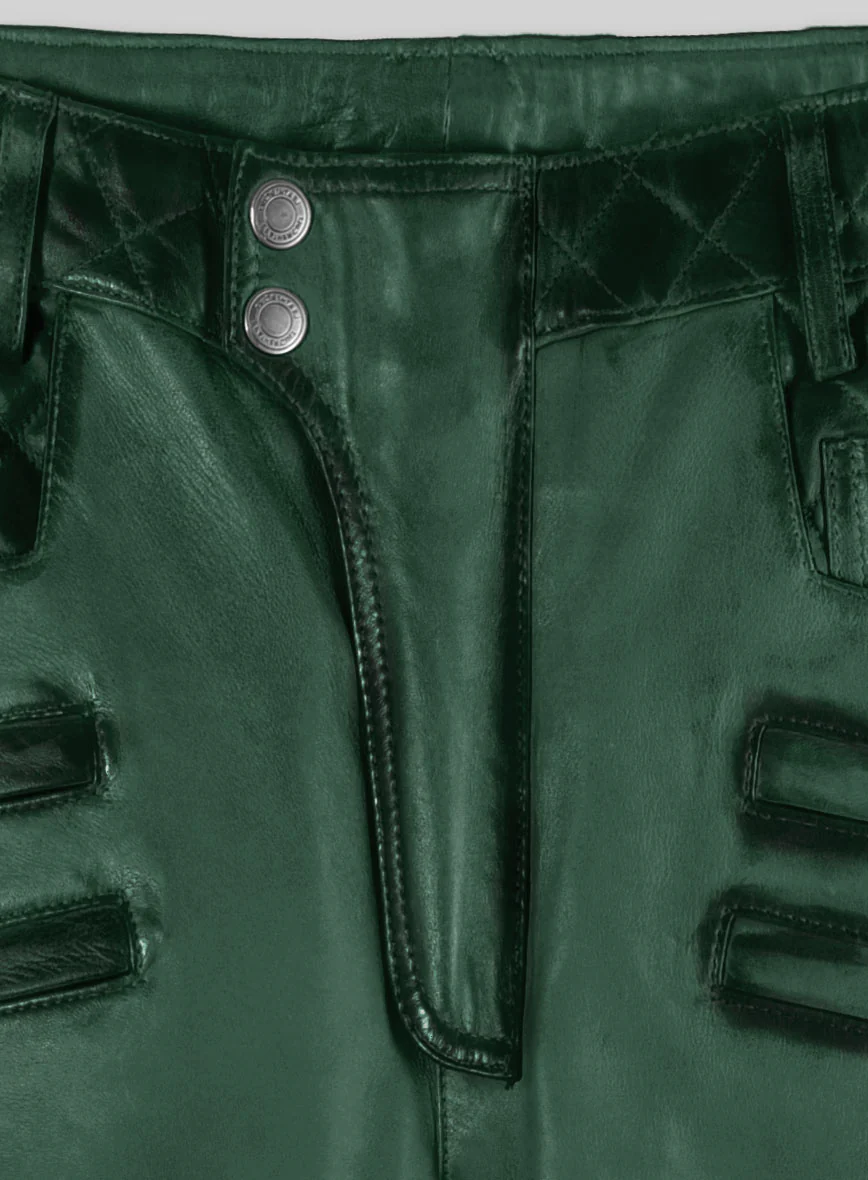 Hector Burnt Green Leather Pants - Image 4