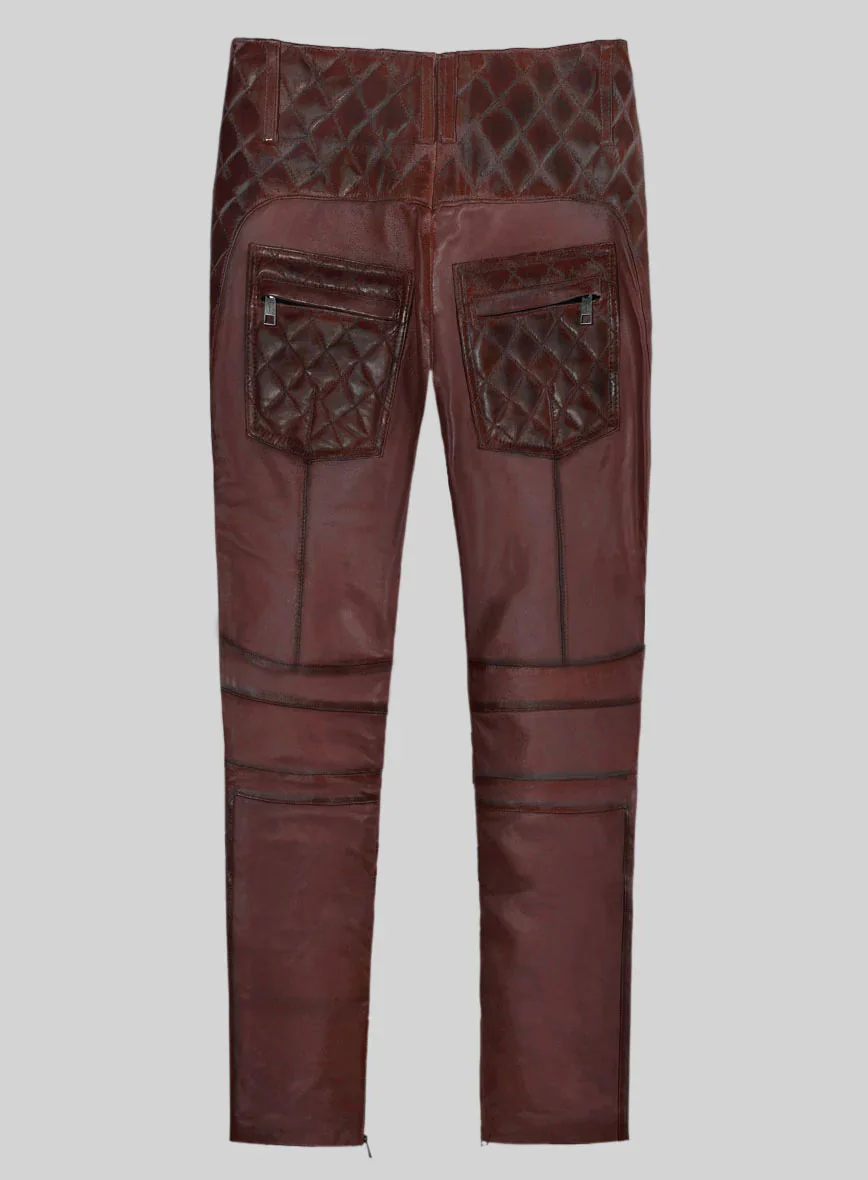 Hector Burnt Maroon Leather Pants - Image 2