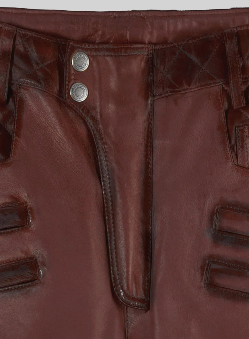 Hector Burnt Maroon Leather Pants - Image 3