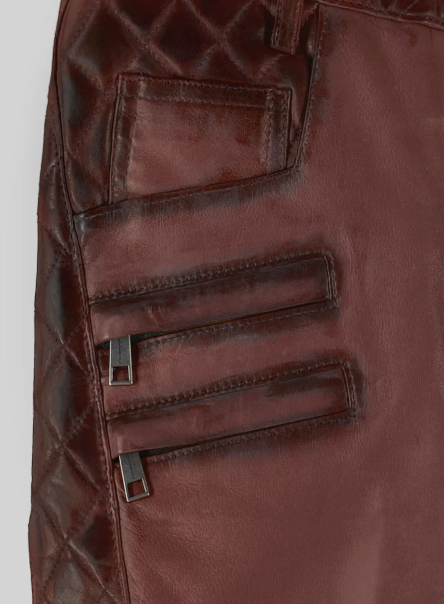 Hector Burnt Maroon Leather Pants - Image 4