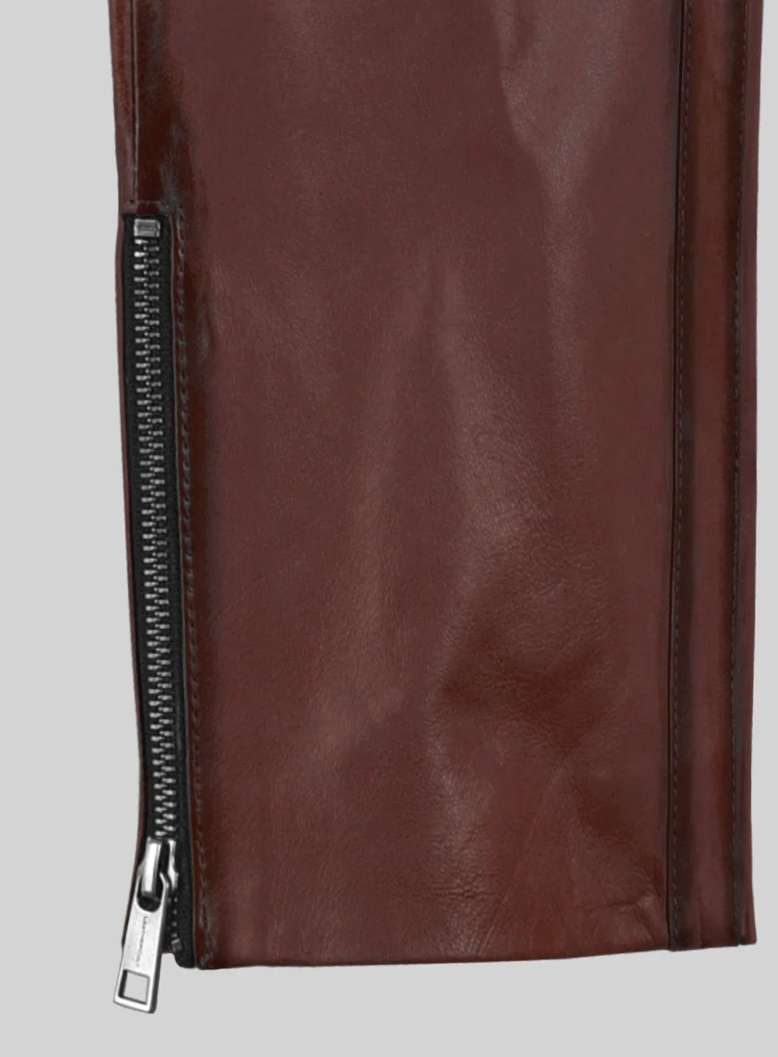 Hector Burnt Maroon Leather Pants - Image 7