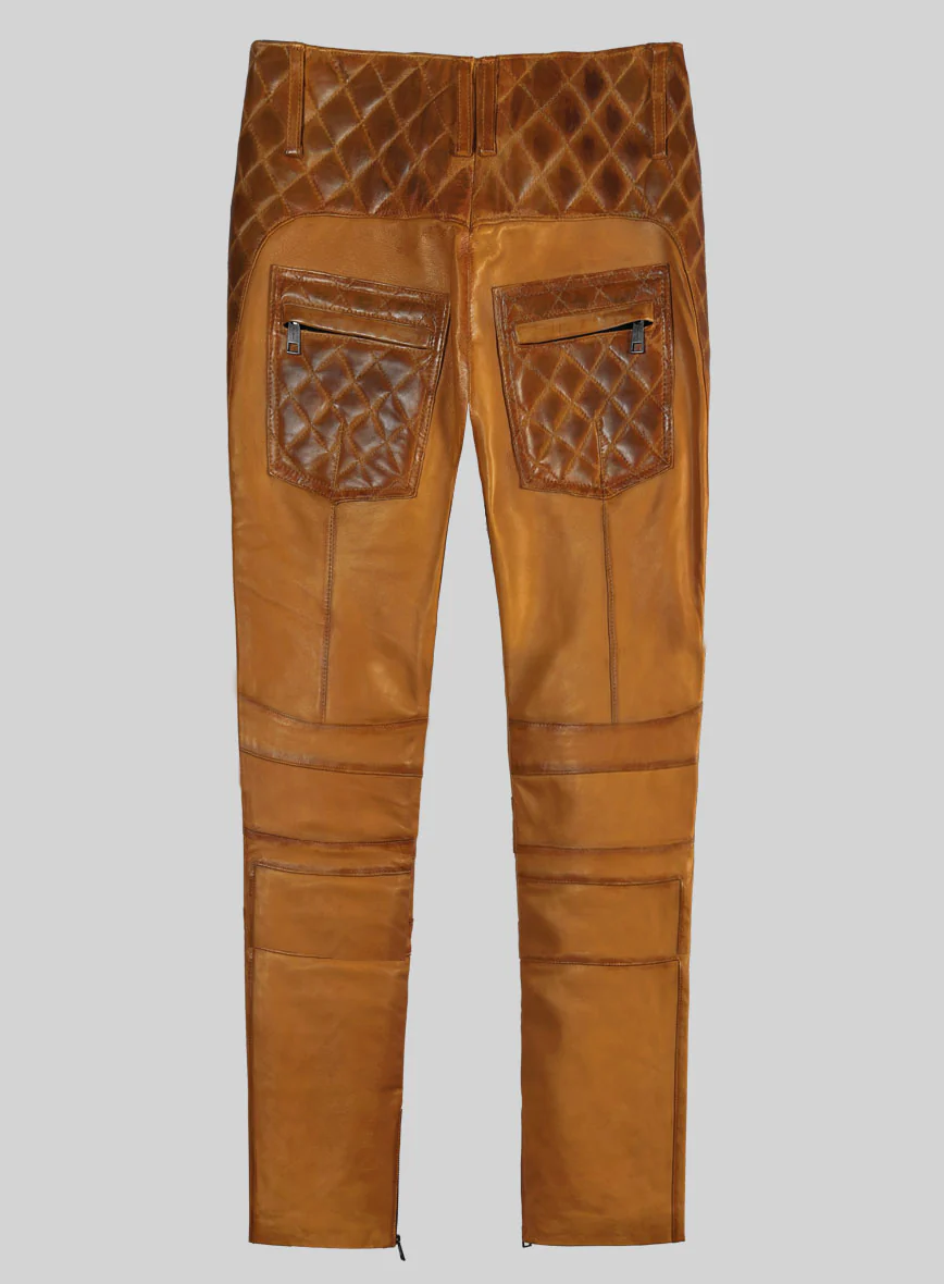 Hector Burnt Mustard Leather Pants - Image 2