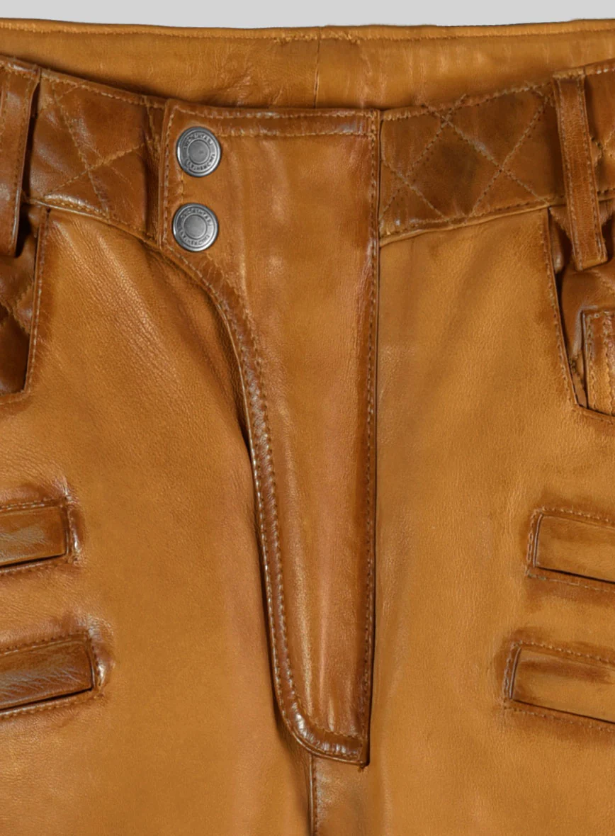 Hector Burnt Mustard Leather Pants - Image 3