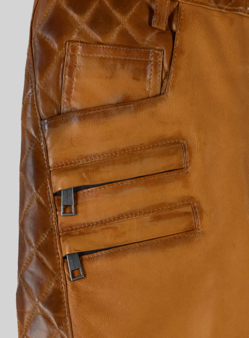 Hector Burnt Mustard Leather Pants - Image 5
