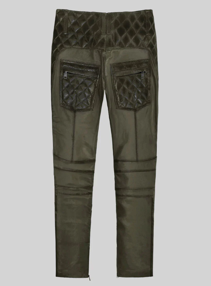 Hector Burnt Olive Leather Pants - Image 2