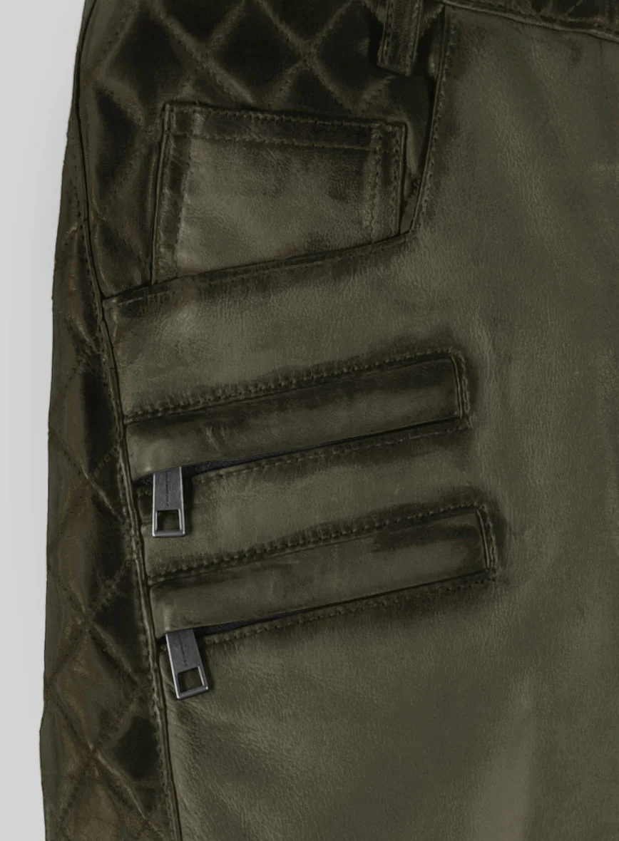 Hector Burnt Olive Leather Pants - Image 3