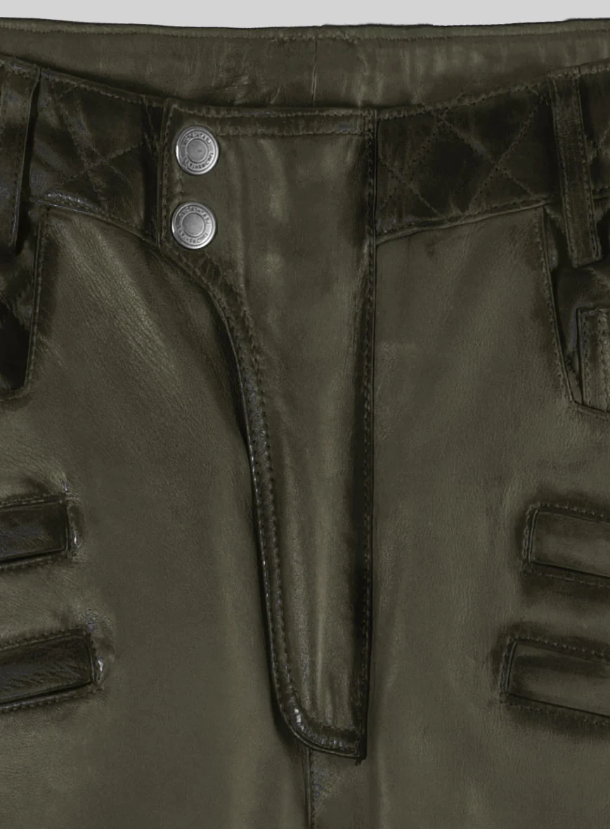 Hector Burnt Olive Leather Pants - Image 5