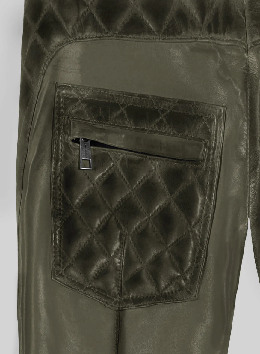 Hector Burnt Olive Leather Pants - Image 6