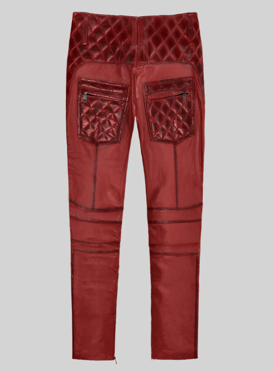 Hector Burnt Red Leather Pants - Image 2
