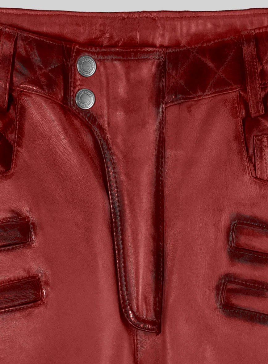 Hector Burnt Red Leather Pants - Image 3