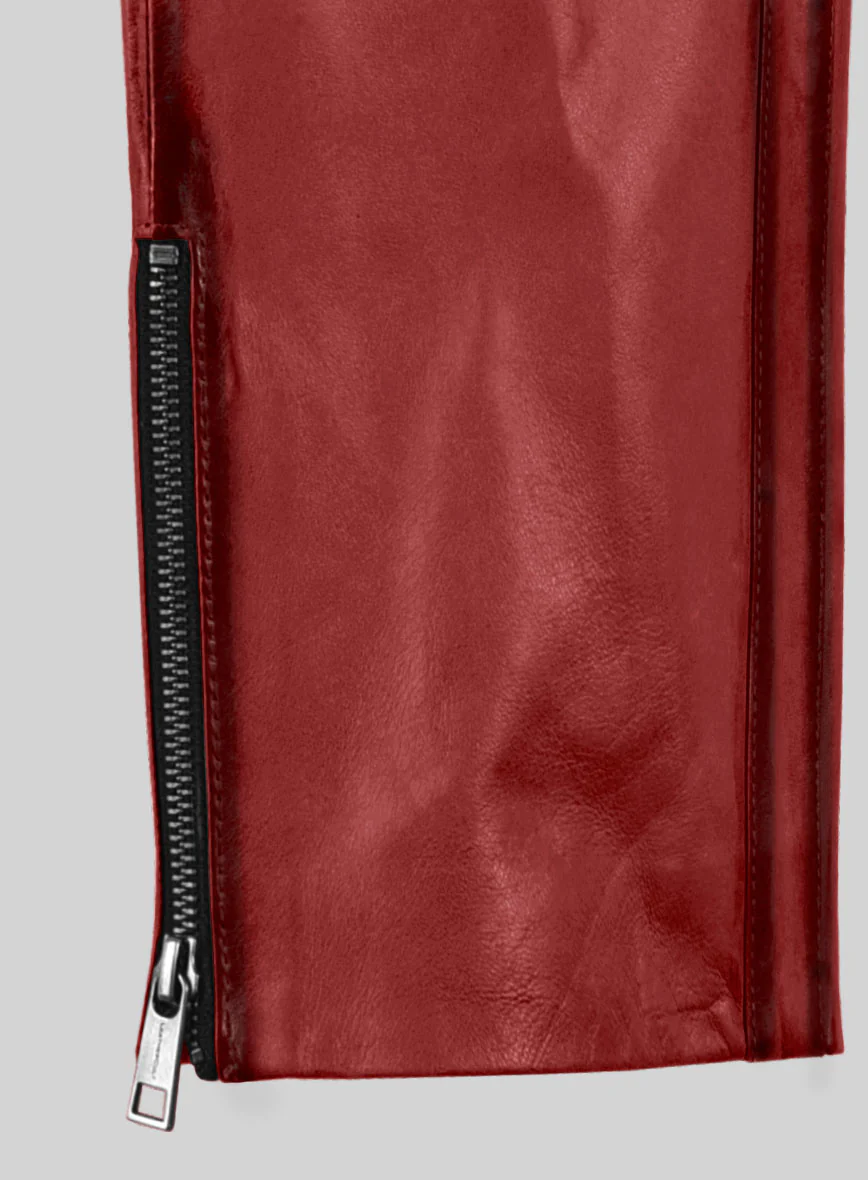 Hector Burnt Red Leather Pants - Image 7