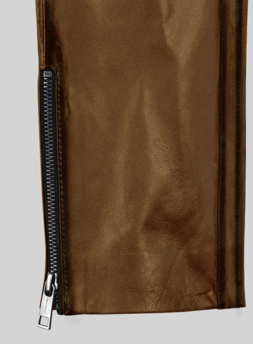 Hector Burnt Tan Leather Pants - Image 3