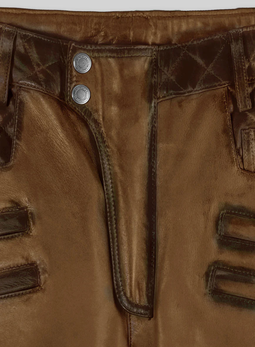 Hector Burnt Tan Leather Pants - Image 4