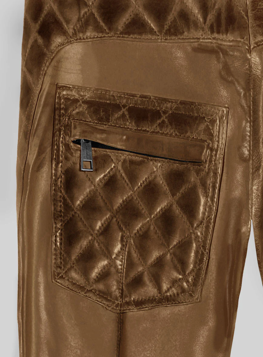Hector Burnt Tan Leather Pants - Image 7
