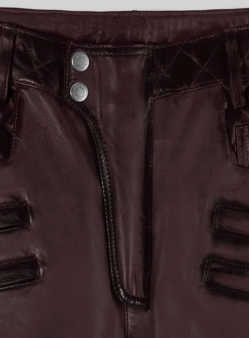 Hector Burnt Wine Leather Pants - Image 3