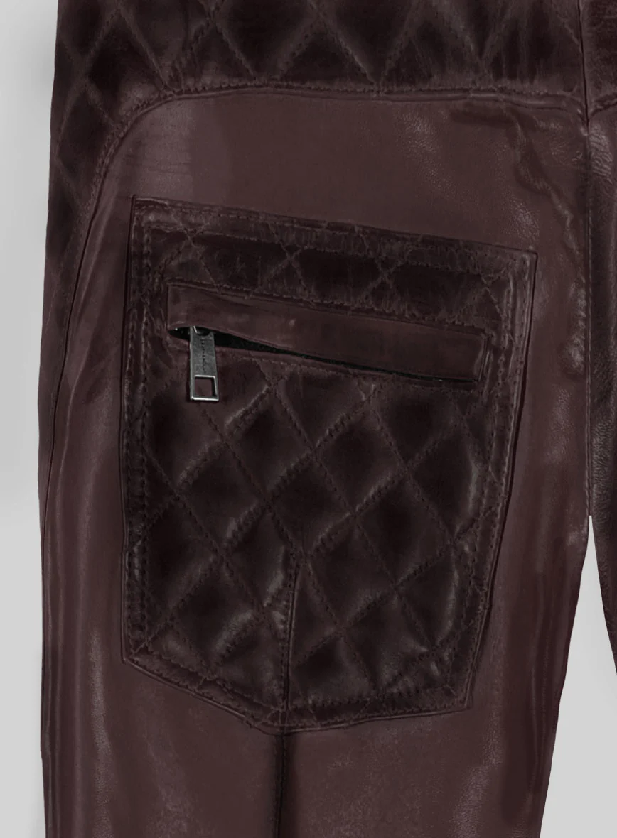 Hector Burnt Wine Leather Pants - Image 4