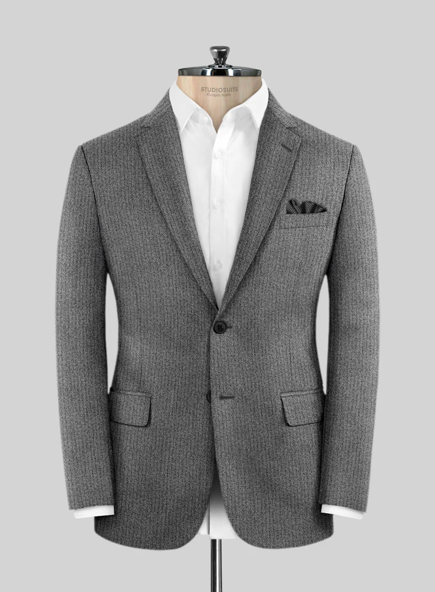 Herringbone Gray Flannel Wool Suit - Image 2