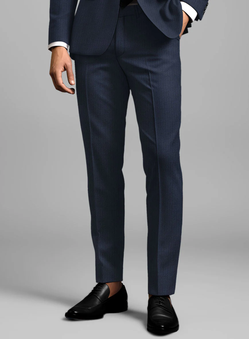 Herringbone Wool Royal Blue Pants - Image 2