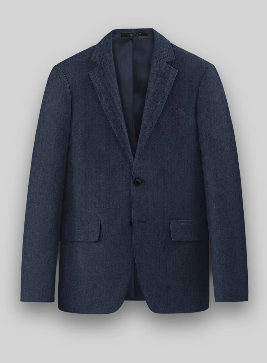 Herringbone Wool Royal Blue Suit - Image 4