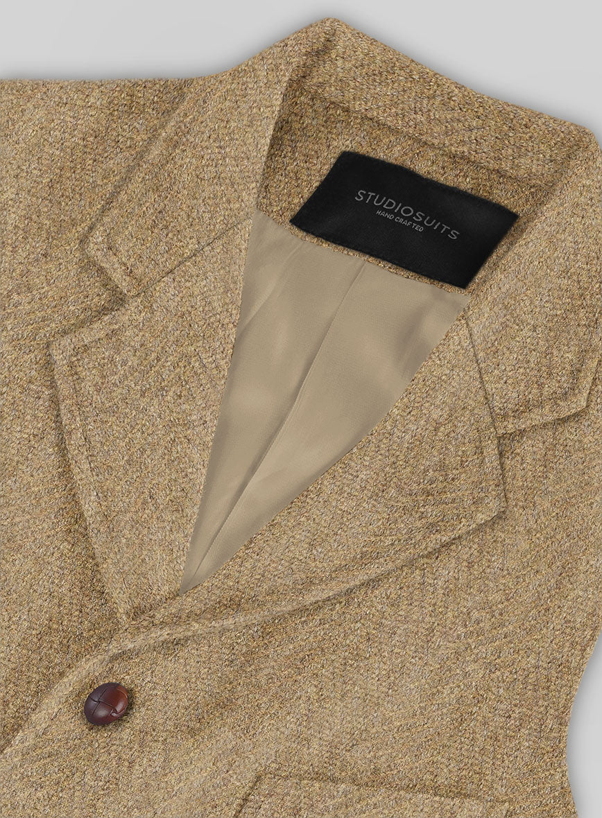 Highlander Beige Herringbone Tweed Hunting Vest - Image 4