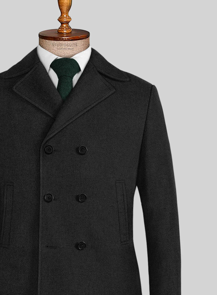 Highlander Black Tweed Pea Coat - Image 2