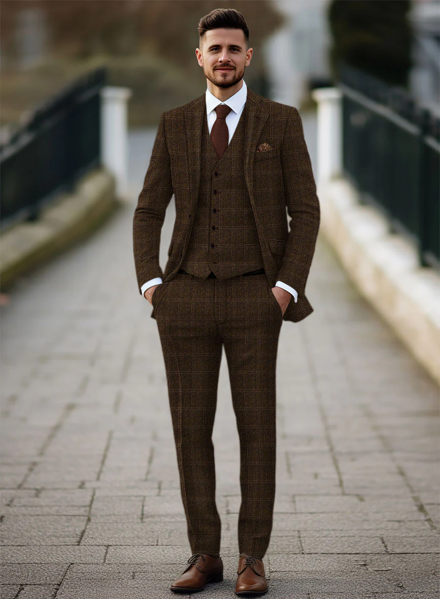 Highlander Brown Windowpane Tweed Suit - Image 2