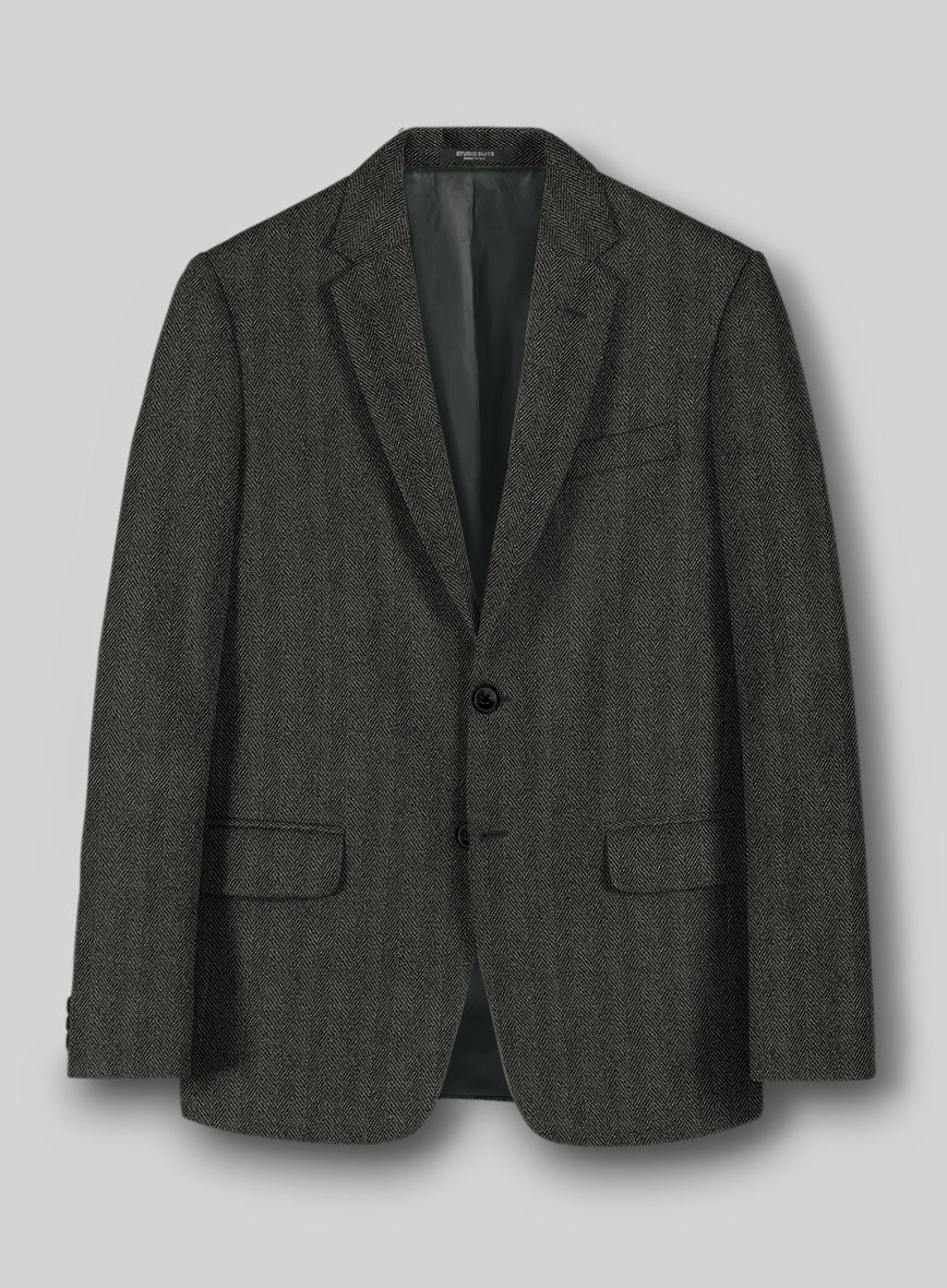 Highlander Charcoal Herringbone Tweed Suit - Image 3