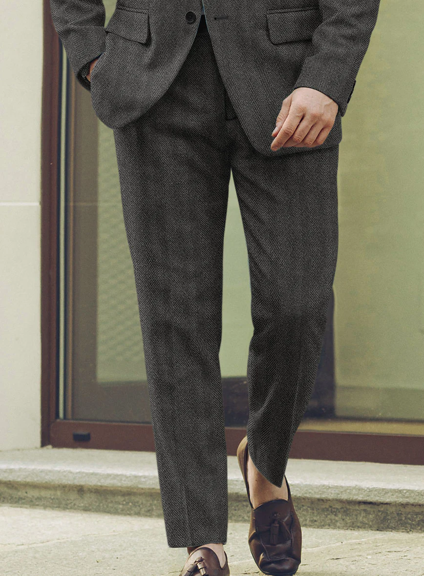 Highlander Charcoal Herringbone Tweed Suit - Image 7