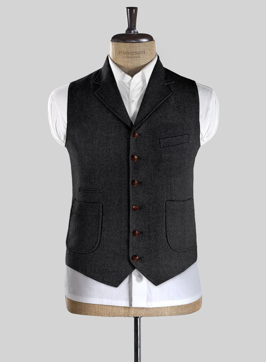 Highlander Charcoal Tweed Hunting Vest - Image 2