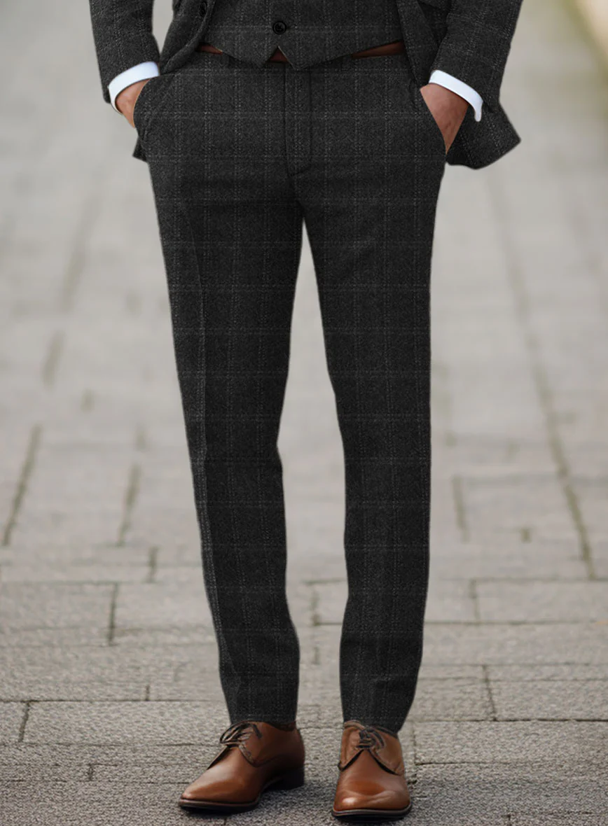 Highlander Charcoal Windowpane Tweed Pants - Image 2