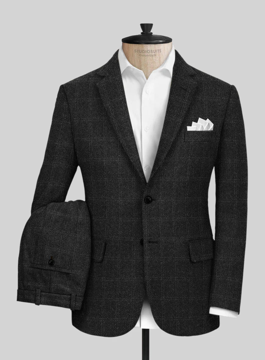 Highlander Charcoal Windowpane Tweed Suit - Image 2